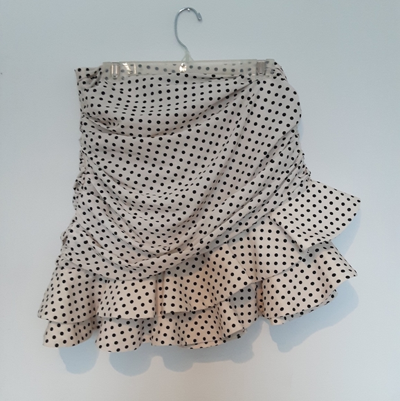 Zara Flirty Polka Dot Ruched Ruffle Skirt - Picture 3 of 6